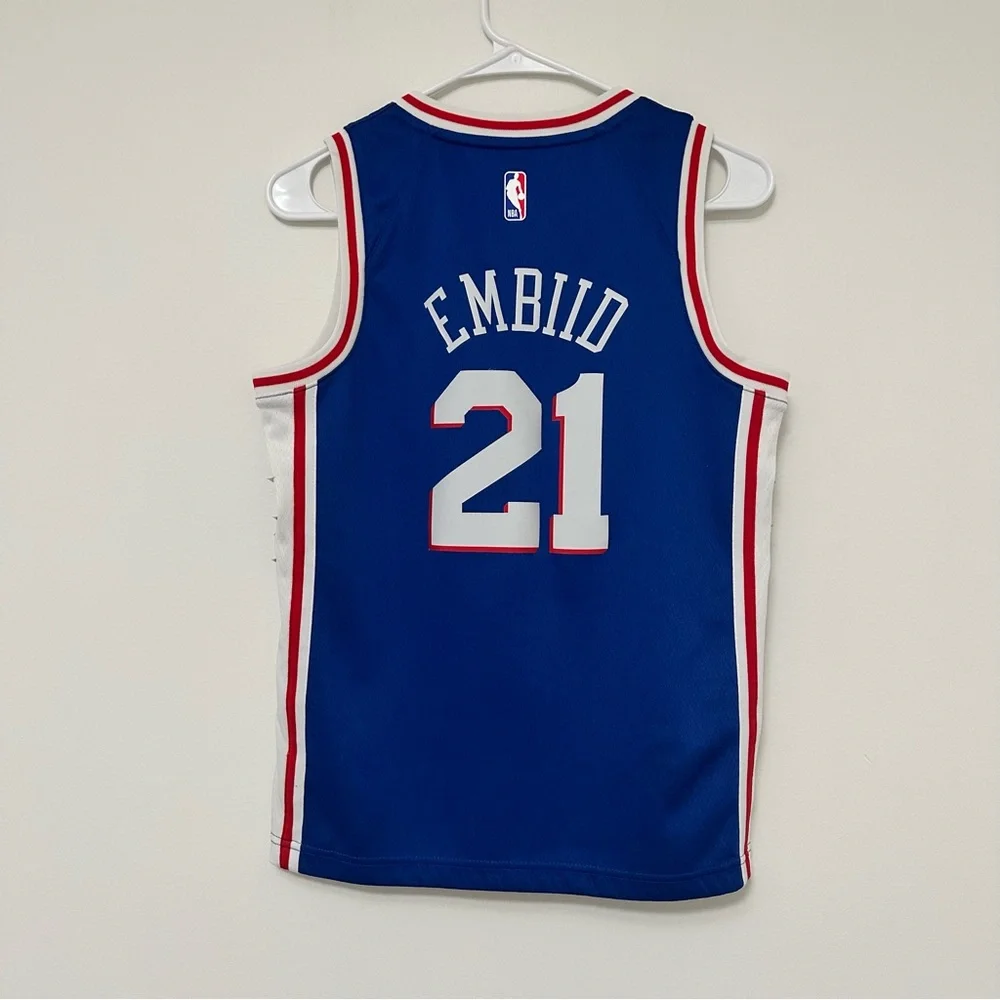 Nike Youth Philadelphia 76ers Joel Embiid #21 Blue Swingman Icon Jersey Medium